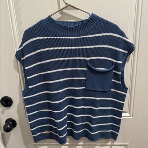 Simply Southern Blue and White Striped Sleeveless Sweater